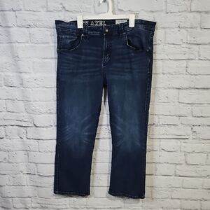 Classic Blue Straight Jeans with Worn-In Look